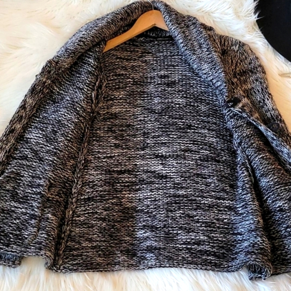 Black & White Cableknit Toggle Button Sweater - image 5